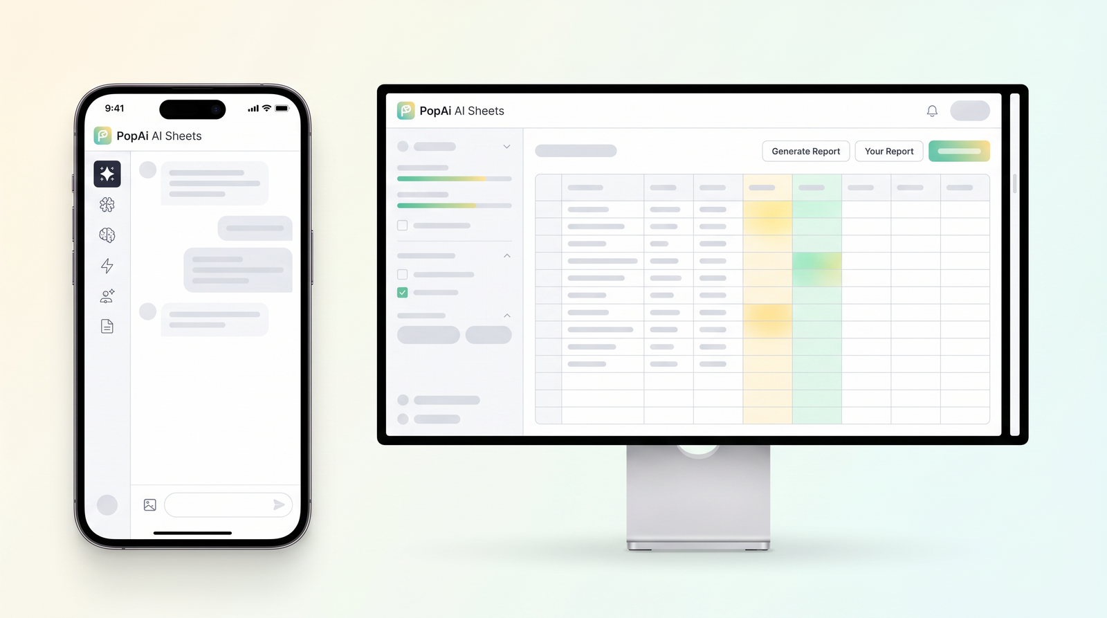 PopAi AI Sheets across devices